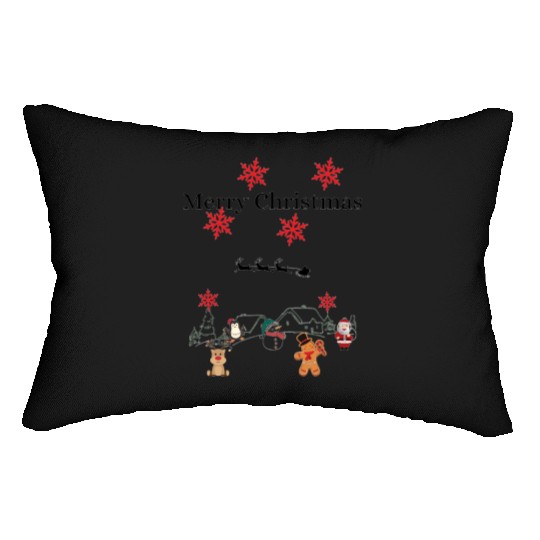 merry christmas,frost,tree,star, snow ,snow flakes Lumbar Pillows