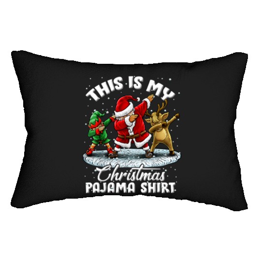 This Is My Christmas Pajama Dabbing Santa Elf Lumbar Pillows