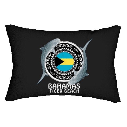 Tiger Beach Bahamas Flag Tiger Shark Bull Shark Lumbar Pillows