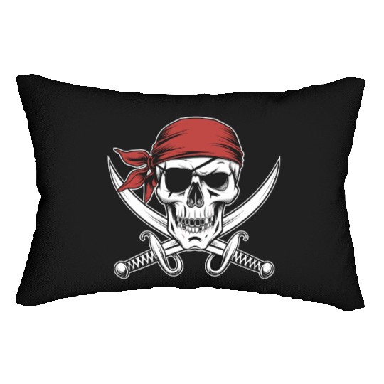 Pirate Skull Crossbones Red Bandana Jolly Roger Lumbar Pillows