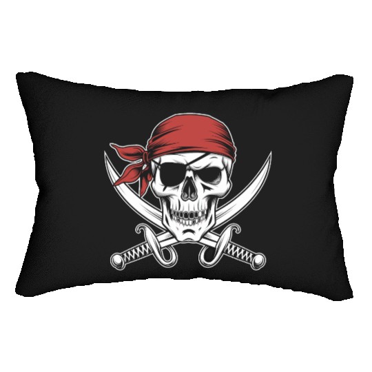 Pirate Skull Crossbones Red Bandana Jolly Roger Lumbar Pillows