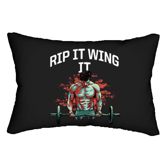 Rip It Wing It Funny Workout Humor Gym Sayings Fit Lumbar Pillows