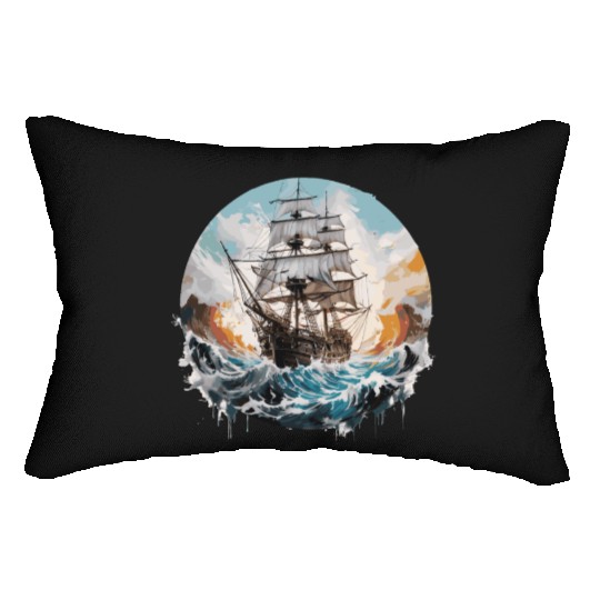 Sailing Ship, Frigate, Boat Lumbar Pillows