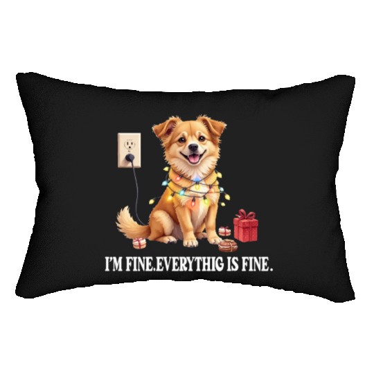 COOL CHRISTMAS DOG png1 Lumbar Pillows