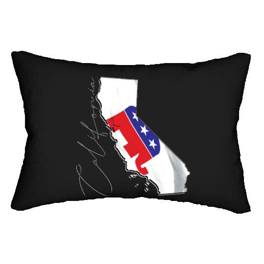 Republican Flag in California State Map CA Lumbar Pillows