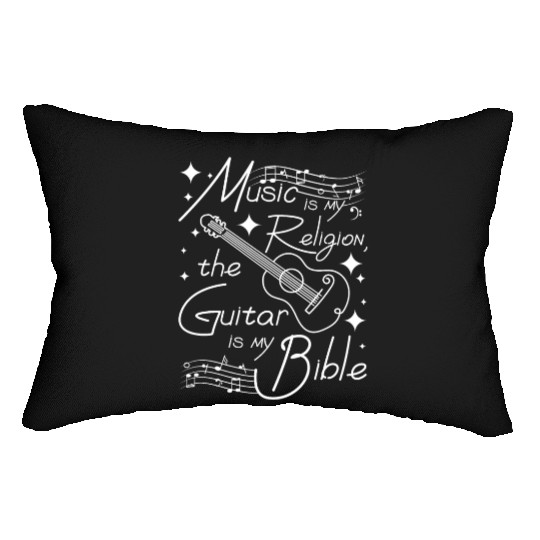 Music is my religion the guitar is my bible Lumbar Pillows