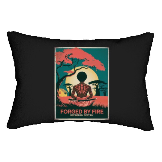 Vintage Afro Samurai Warrior - Forged By Fire Lumbar Pillows