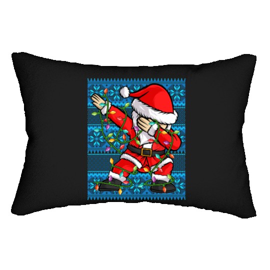 Dabbing Santa Christmas Lights Lumbar Pillows