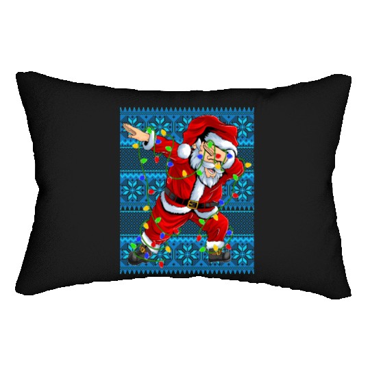 Dabbing Santa Christmas Tree Lights Lumbar Pillows