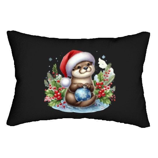 Christmas Merry Christmas For Gift Christmas Otter Lumbar Pillows