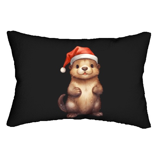 Christmas Merry Christmas For Gift Christmas Otter Lumbar Pillows
