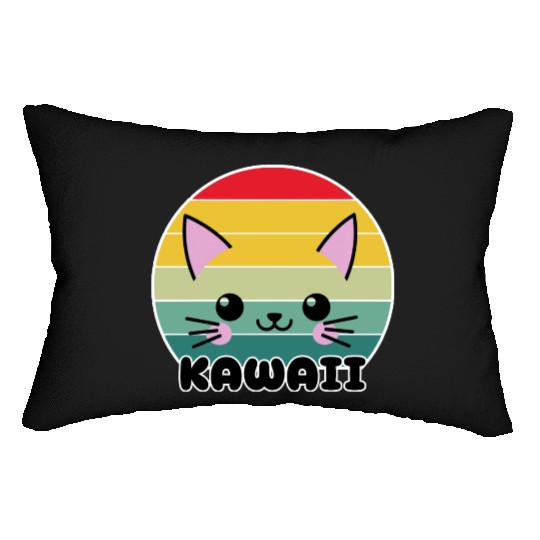 Kawaii Cat Face, Cat Lovers Lumbar Pillows