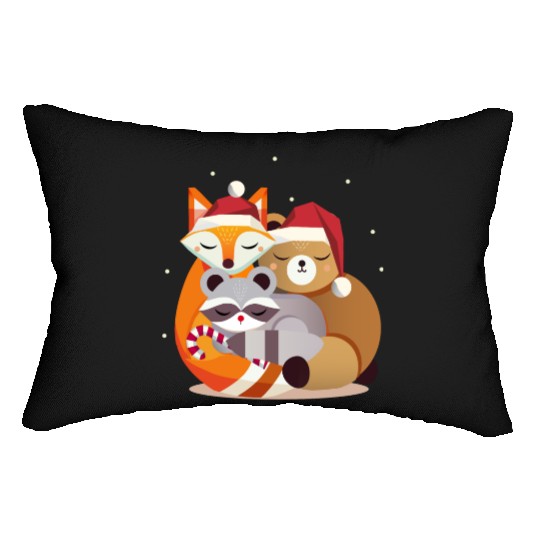 Forest animals and Christmas - fox, raccoon & bear Lumbar Pillows