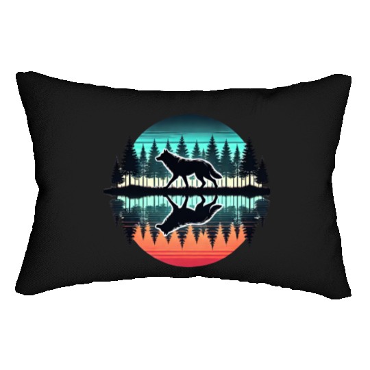 wolf forest Reflection Scenic Wilderness lovers Lumbar Pillows