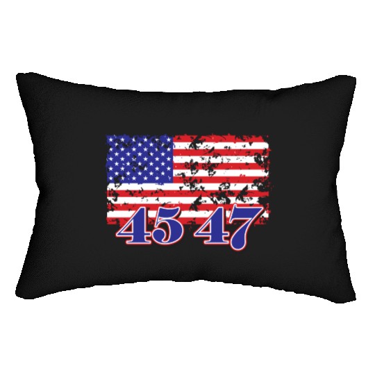 Distressed American Flag with Numeric Overlay Lumbar Pillows
