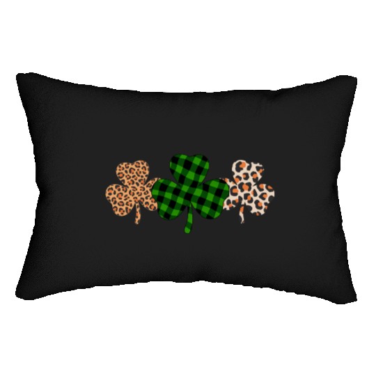 St Patricks Day Lucky Irish Green Plaid Shamrock Lumbar Pillows