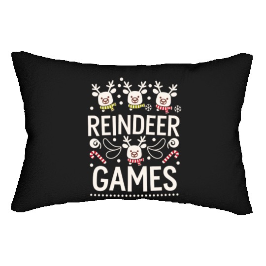 Playful Holiday Reindeer Cute Lumbar Pillows