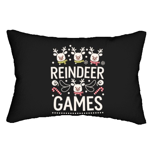 Playful Holiday Reindeer Cute Lumbar Pillows
