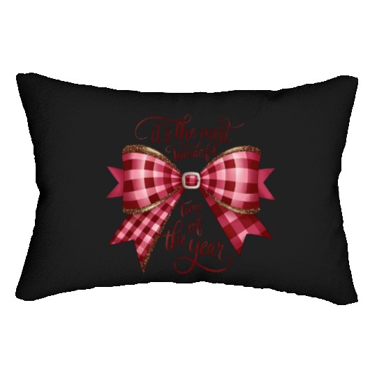 Vintage Christmas, Merry Christmas, Bow Christmas Lumbar Pillows