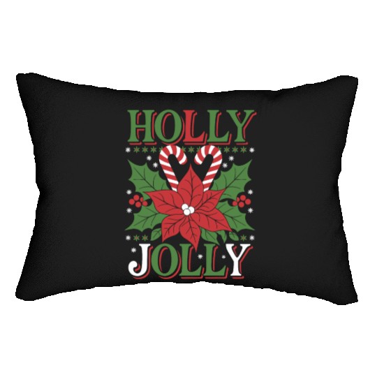 holly jolly Lumbar Pillows