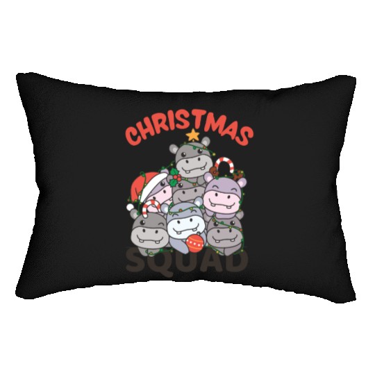 Hippo Christmas Tree Christmas Squad Hippos Lumbar Pillows