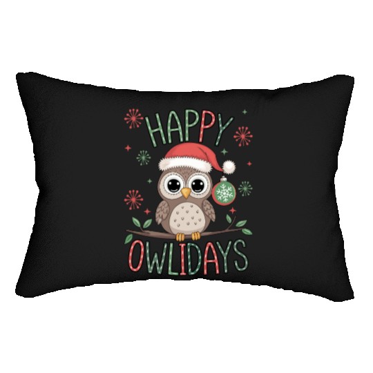 Happy Owlidays Funny Christmas Holidays Owl Lover Lumbar Pillows