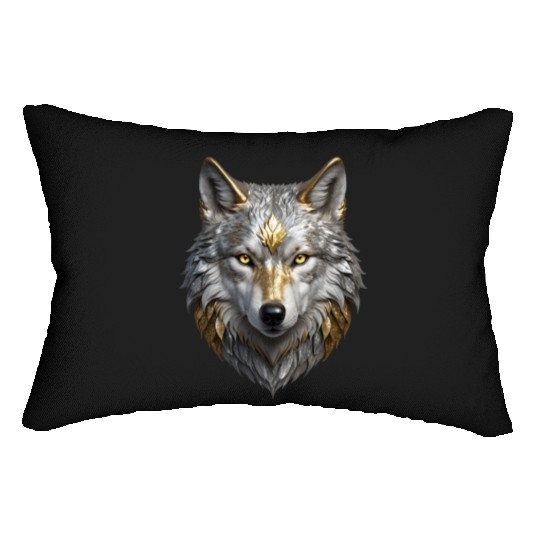 Majestic Silver/Gold Wolf Lumbar Pillows