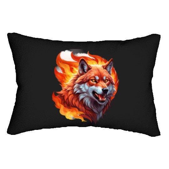 Fiery Wolf with Bright Eyes Lumbar Pillows