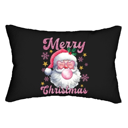Merry Christmas, Christmas Vingtage, Preppy Santa Lumbar Pillows