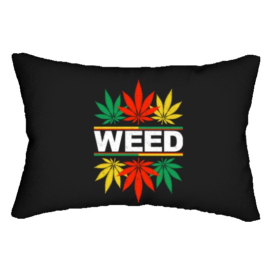 Weed - Cannabis Red Gold & Green Lumbar Pillows