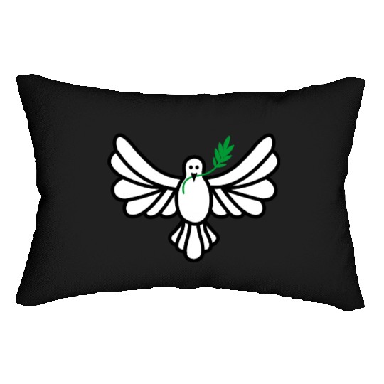 White dove green branch Lumbar Pillows