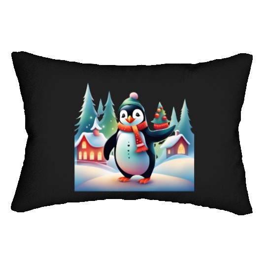 Christmas Merry Christmas For Gift Penguin Snowman Lumbar Pillows