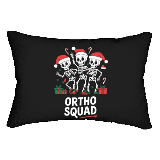 Ortho Squad Holiday Skeleton Dance Art Lumbar Pillows