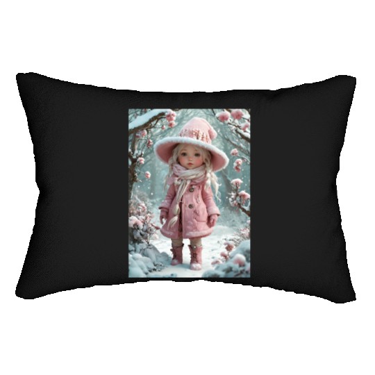 Full body of a realistic sweetness baby chibi girl Lumbar Pillows