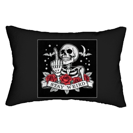 Stay weird skeleton middle finger Lumbar Pillows