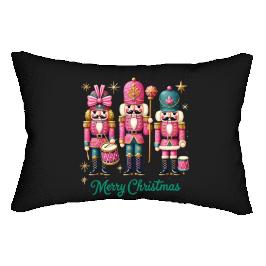Glitter Nutcracker Friends, Merry Christmas Lumbar Pillows