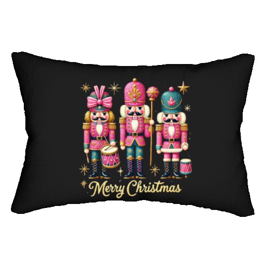 Glitter Nutcracker Friends, Merry Christmas Lumbar Pillows