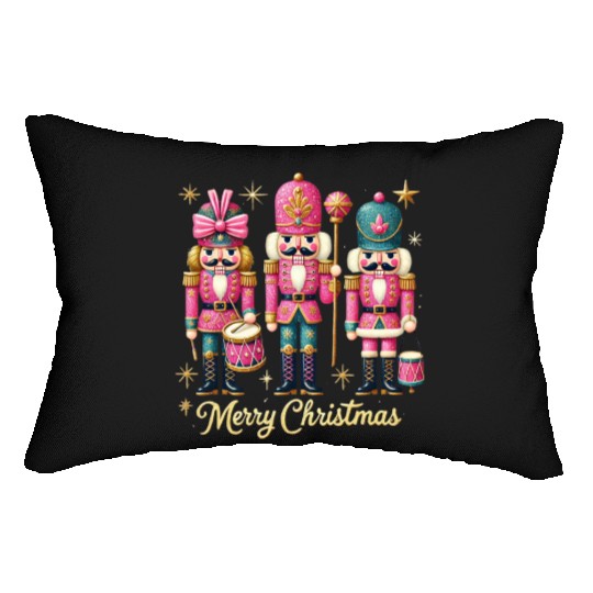 Glitter Nutcracker Friends, Merry Christmas Lumbar Pillows