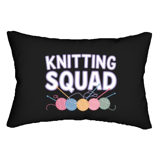 Yarn and Needle Knitting Circle Creative Icon Lumbar Pillows