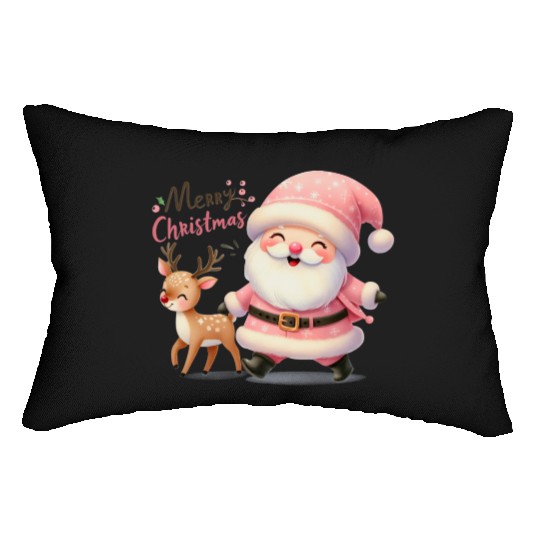 Merry Christmas Santa Reindeer Lumbar Pillows