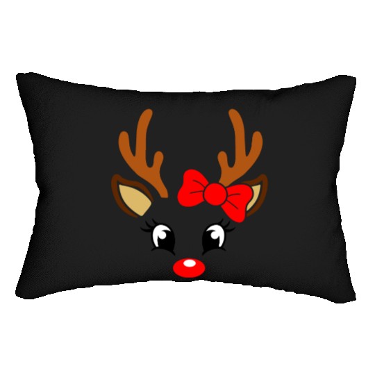 Reindeer Face Christmas, Merry Christmas Lumbar Pillows