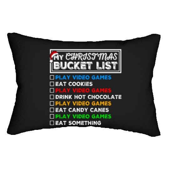 Christmas Bucket List Video Games Xmas Gamer Lumbar Pillows