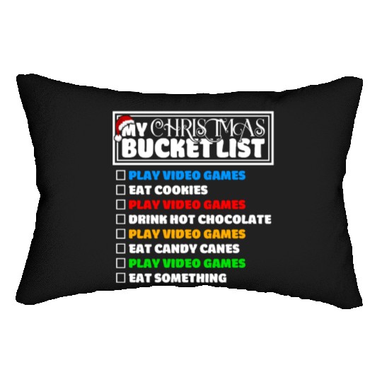 Christmas Bucket List Video Games Xmas Gamer Lumbar Pillows