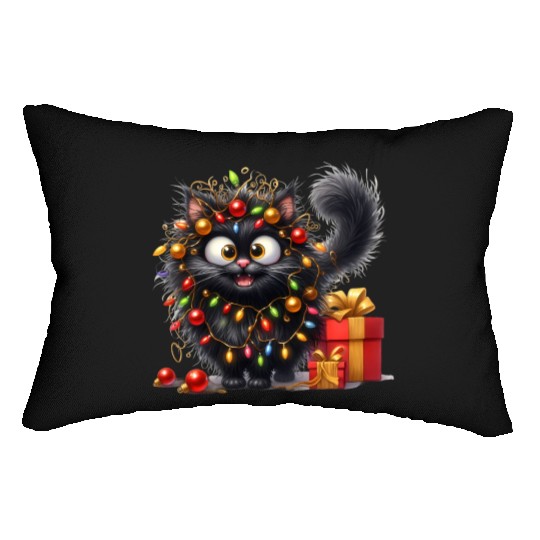 Cat Christmas, Animal Christmas, Christmas Vintage Lumbar Pillows