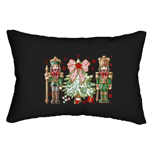 Green Floral Nutcrackers Lumbar Pillows