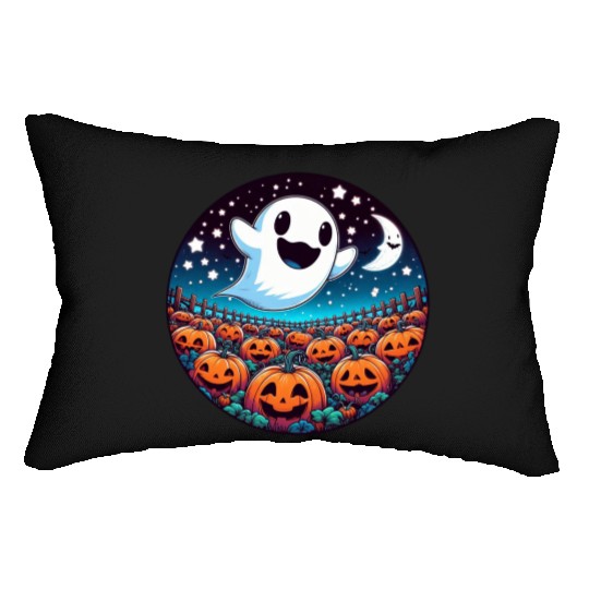 Friendly Ghost in the Pumpkin Patch Lumbar Pillows