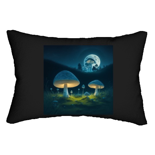 mushrooms in grass Lumbar Pillows