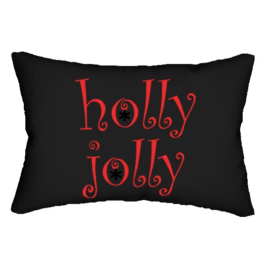 Whimsical Holly Jolly Font Design Lumbar Pillows