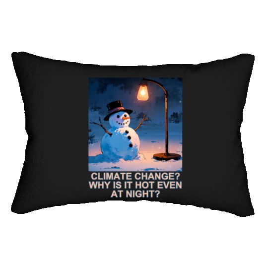 Frosty Snowman Under Street Lights Christmas Lumbar Pillows