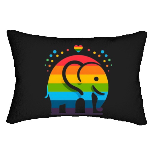 Rainbow Elephant Lumbar Pillows